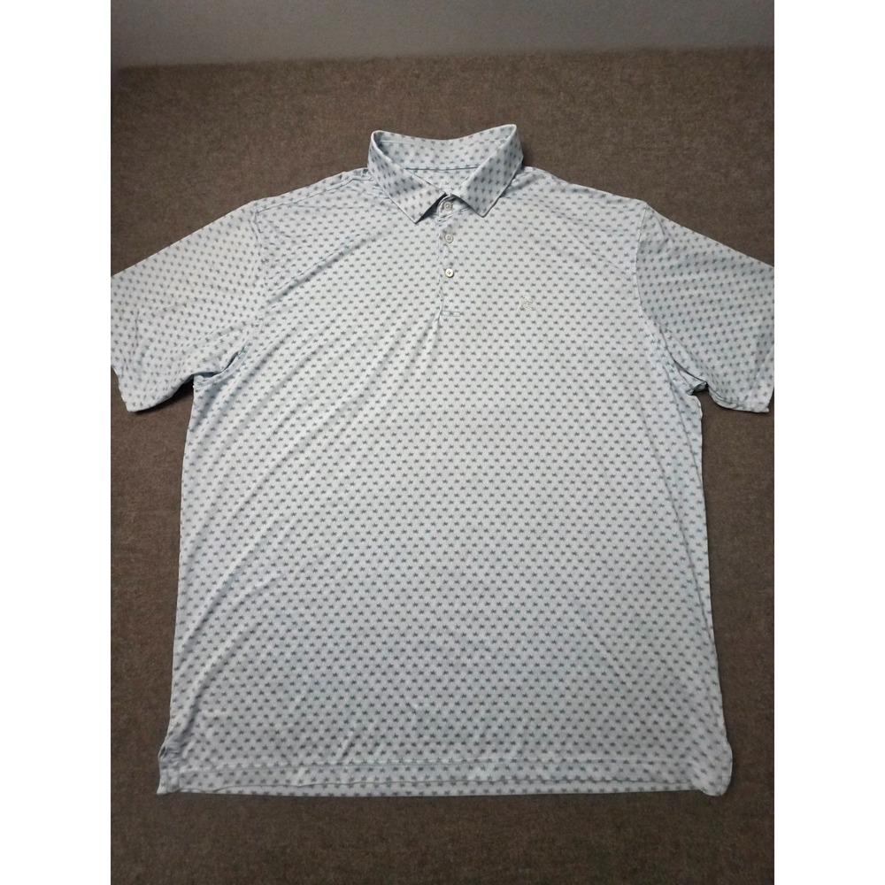 Rhoback Golf Performance Polo Shirt Mens 3XL Blue Palm Tree Baseball Stretch